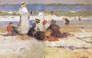 Edward Henry Potthast Prints At the beach oil on canvas
